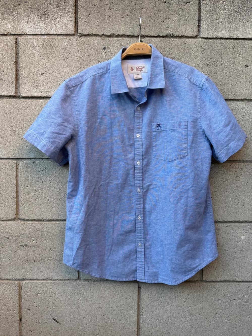 Original Penguin Light Blue Short Sleeve Button-Down Shirt